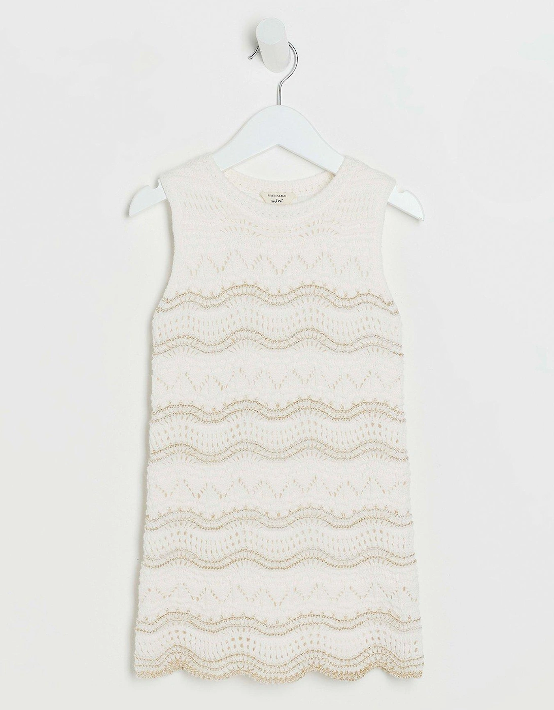 Mini Girls Crochet Dress - Cream, 2 of 1