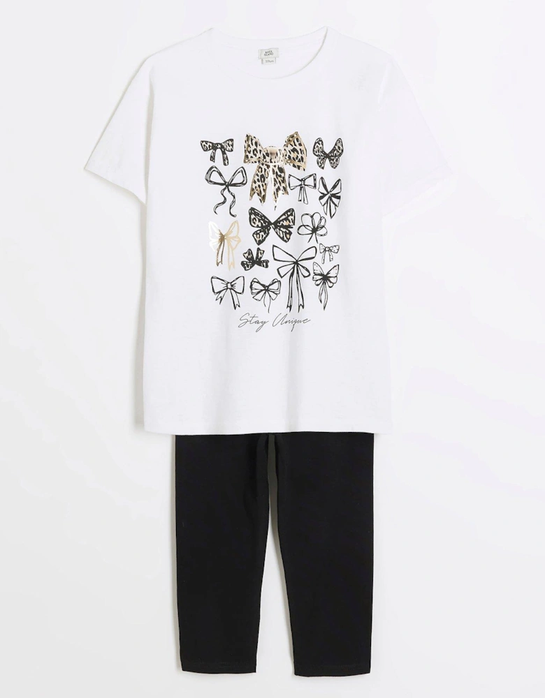 Girls T-shirt And Crop Leggings Set - White