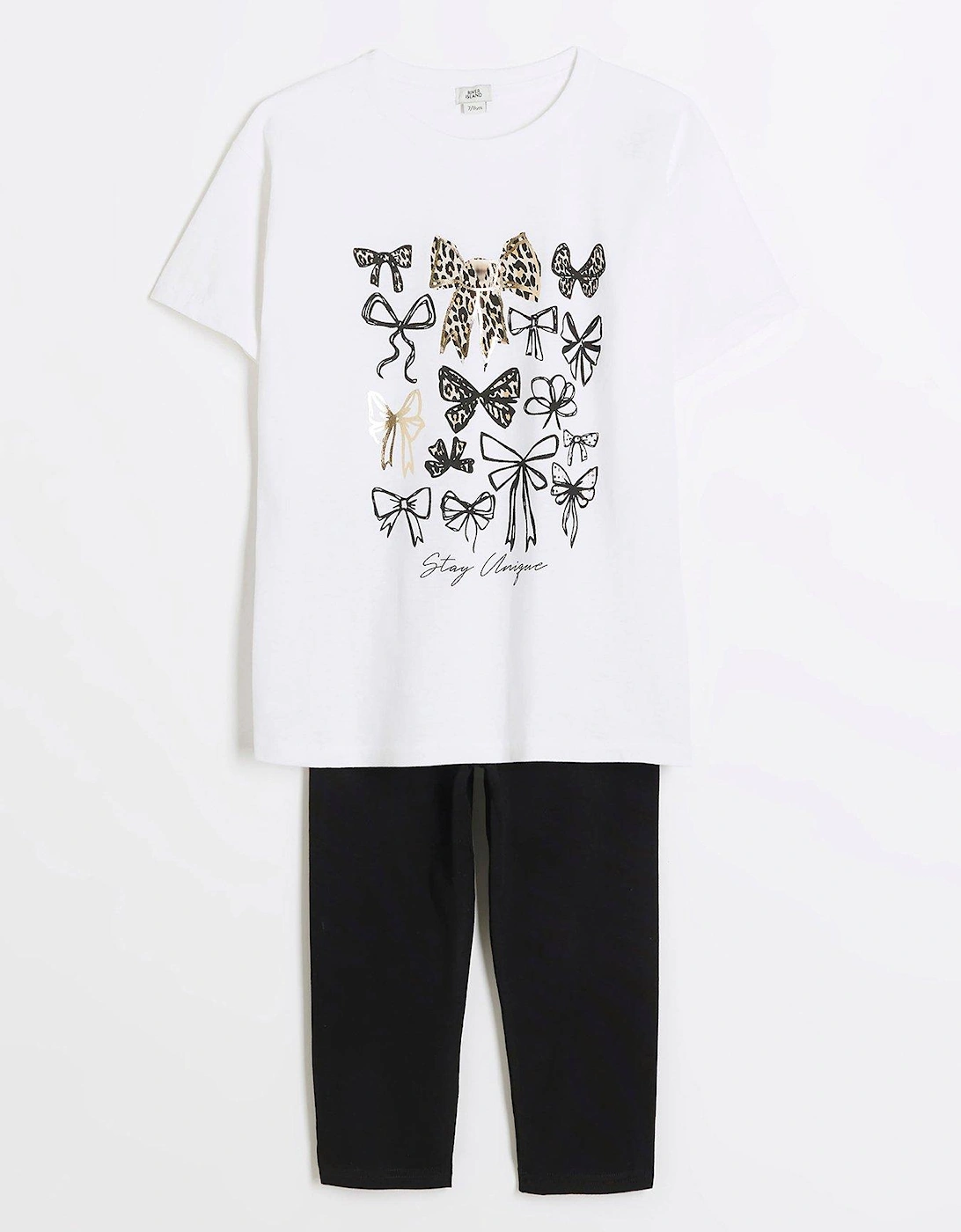 Girls T-shirt And Crop Leggings Set - White, 2 of 1