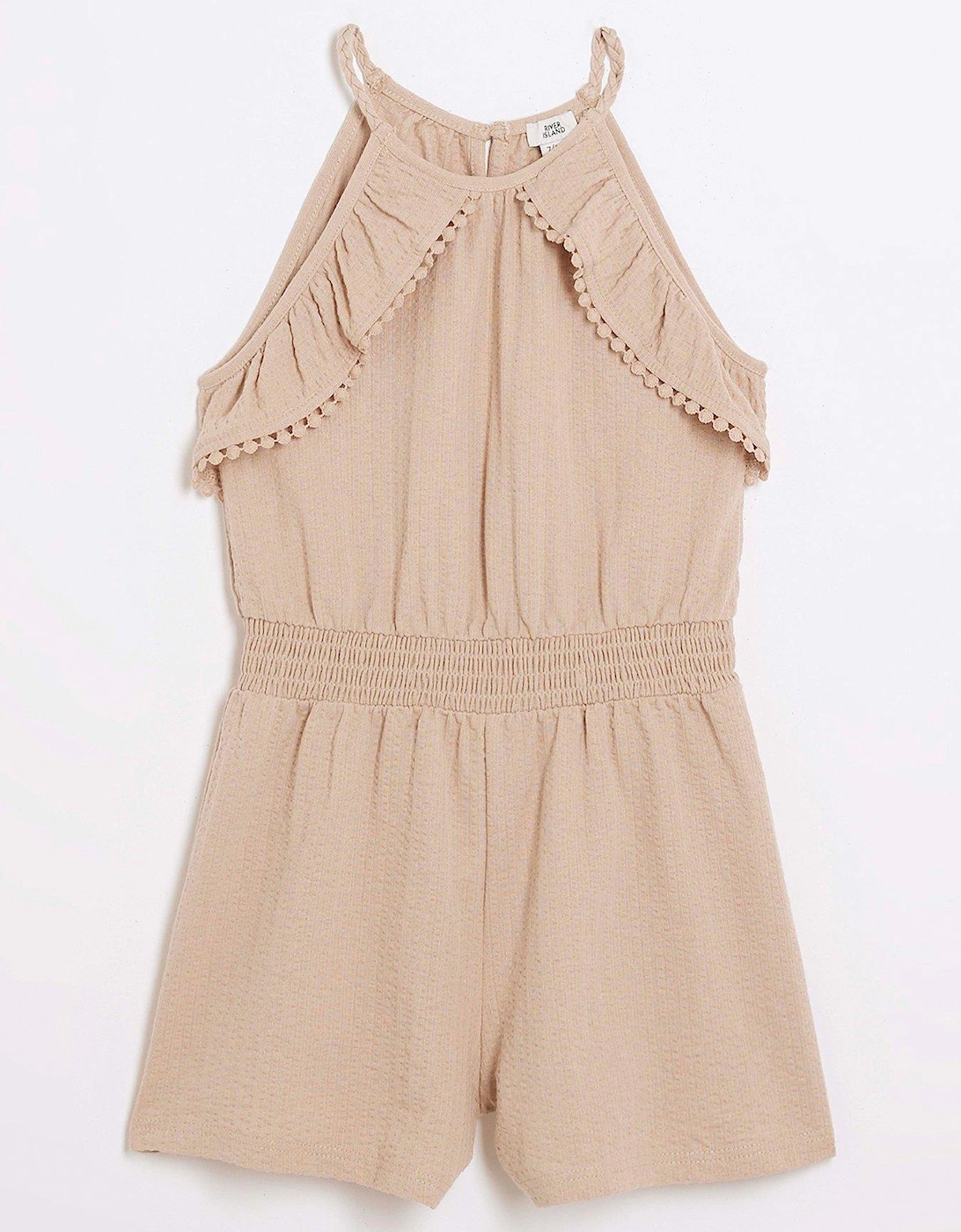 Girls Broderie Trim Frill Playsuit - Beige, 5 of 4