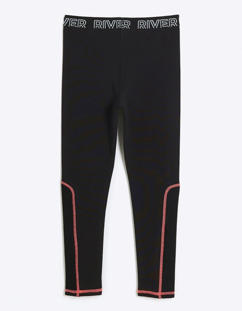 Girls Ri Active Mesh Panel Leggings - Black