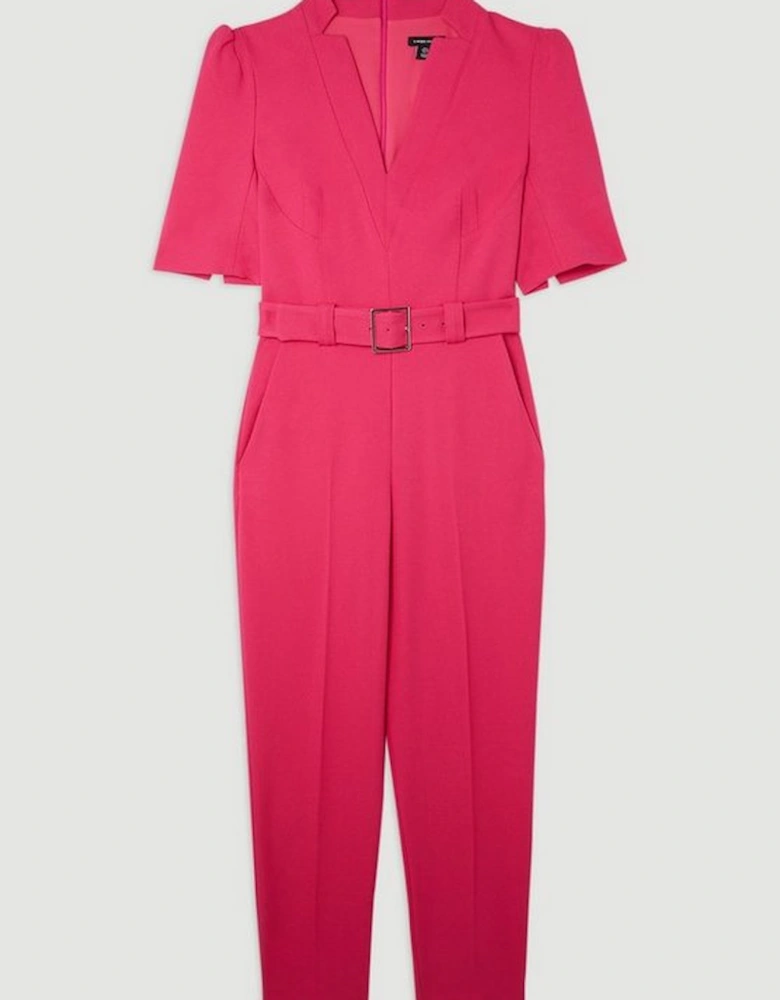 Forever Belted Notch Neck Tailored Jumpsuit