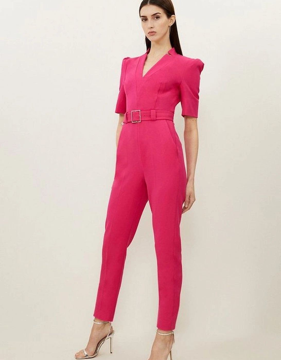 Forever Belted Notch Neck Tailored Jumpsuit