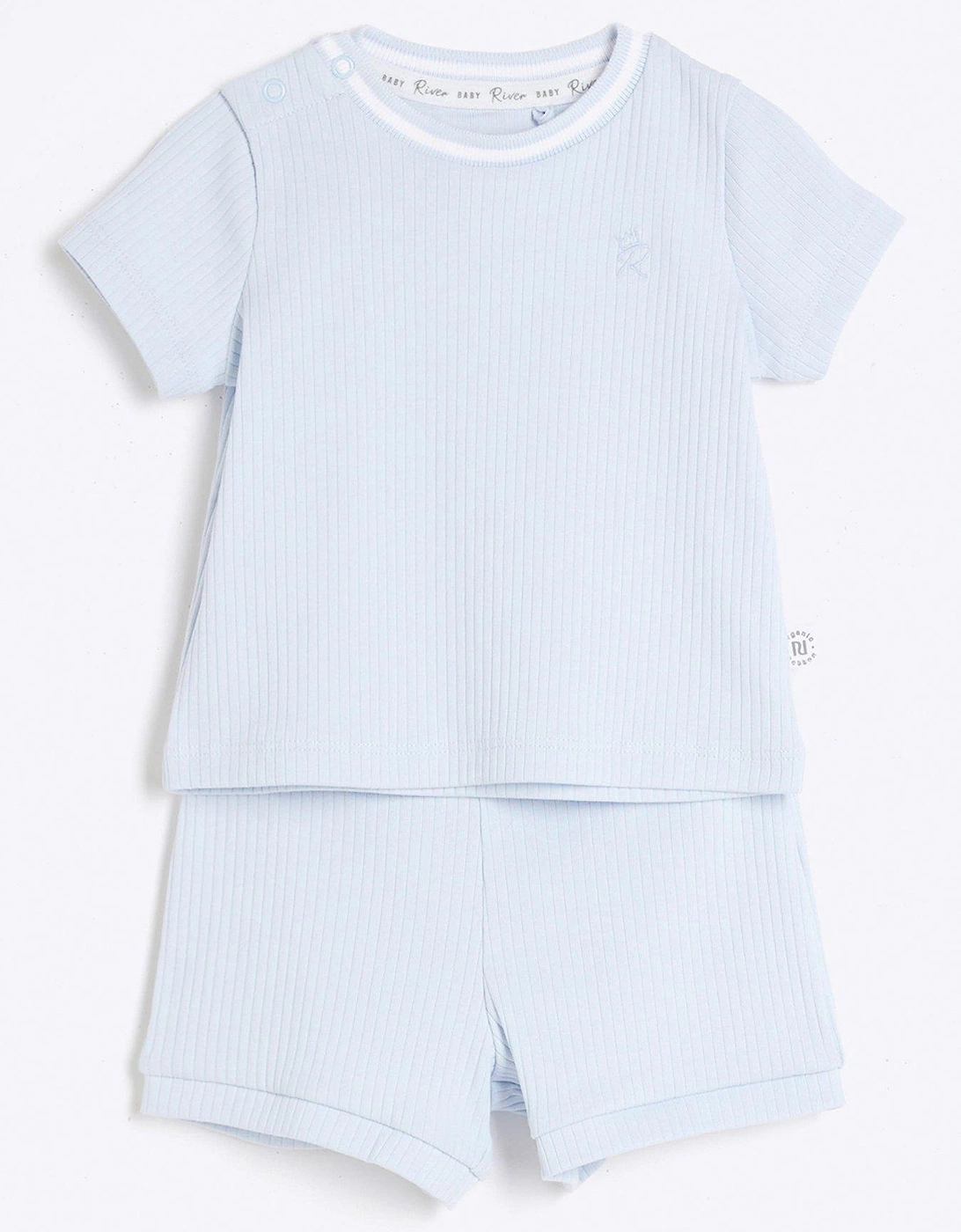 Baby Boys Ribbed T-shirt And Shorts Set - Blue, 2 of 1