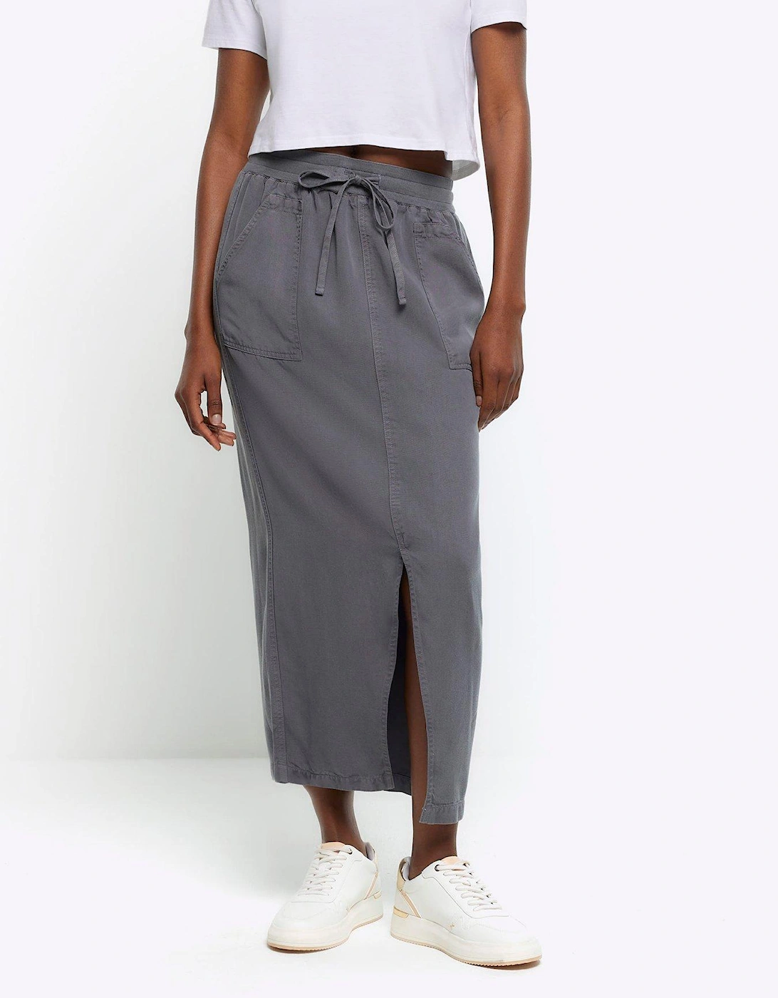 Lyocell Midi Skirt - Light Grey, 2 of 1