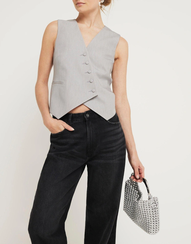 Asymmetric Waistcoat - Grey