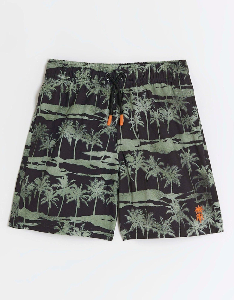 Boys Palm Tree Swim Shorts - Black