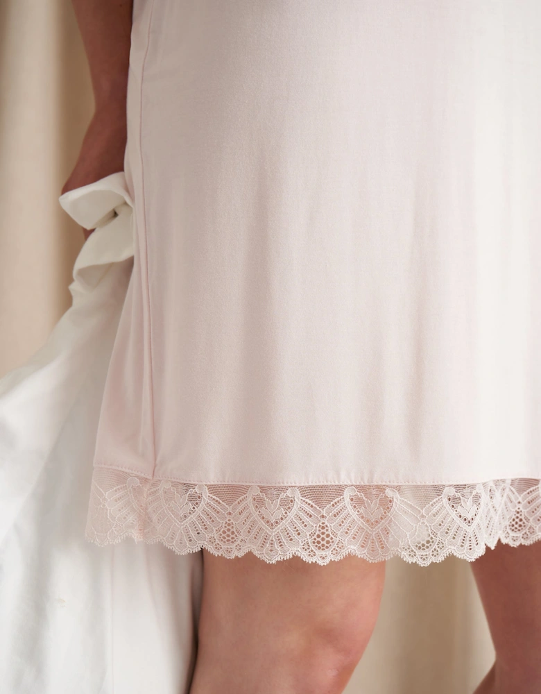 Bamboo Lace Tee Dress in Powder Puff