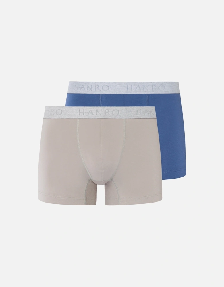 2-Pack Cotton Essentials Boxer Trunks, Blue/Grey