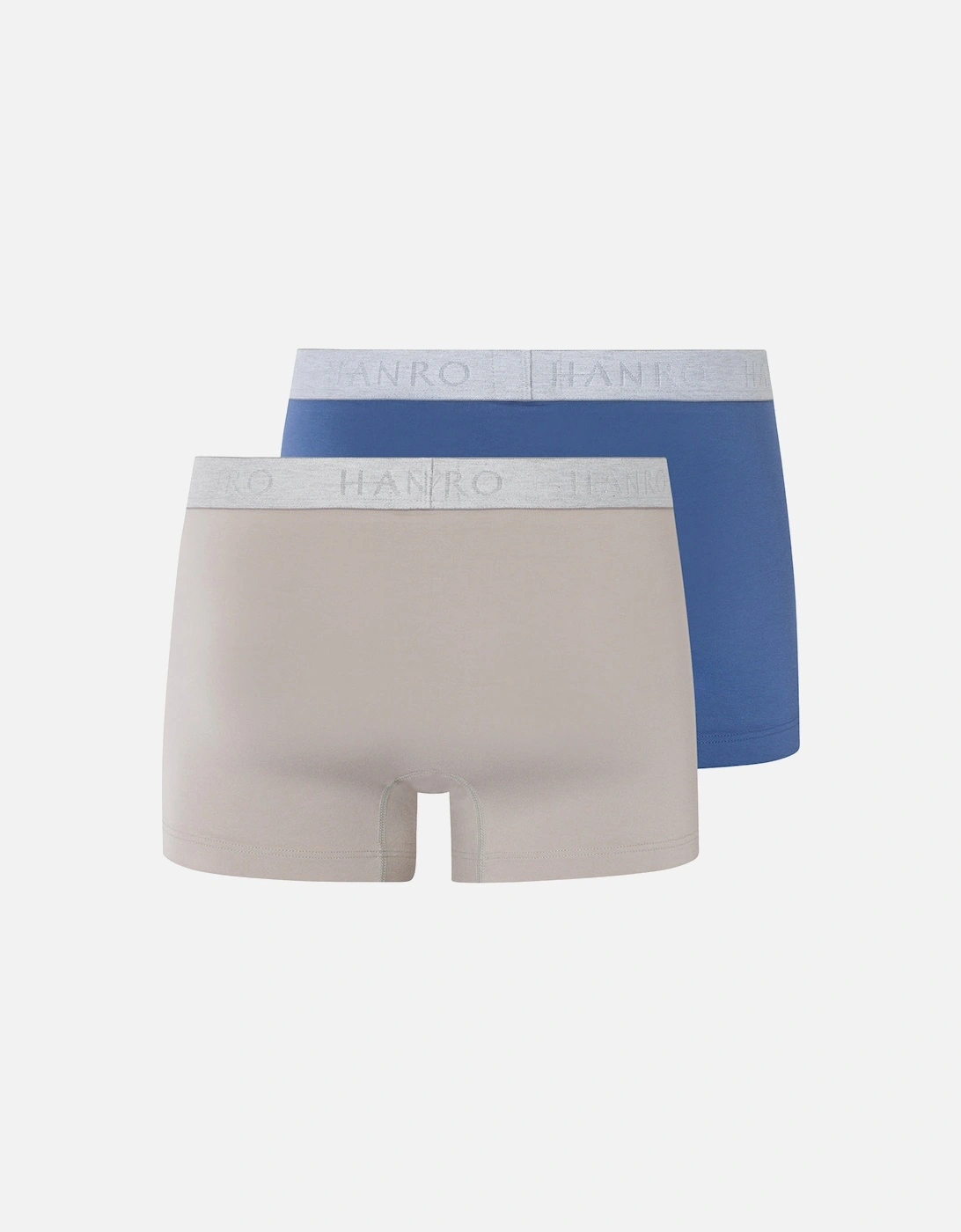 2-Pack Cotton Essentials Boxer Trunks, Blue/Grey
