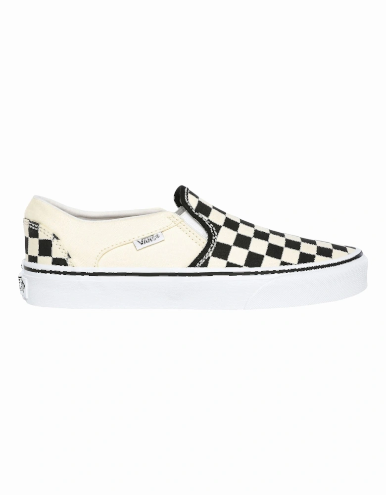 Womens Asher Checkerboard Slip On Trainers - Black/White