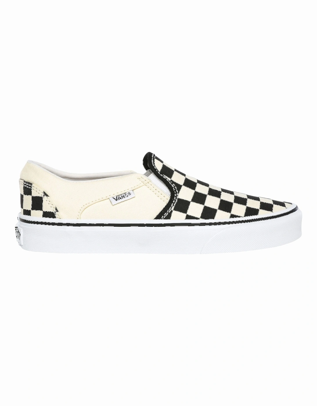 Womens Asher Checkerboard Slip On Trainers - Black/White, 5 of 4