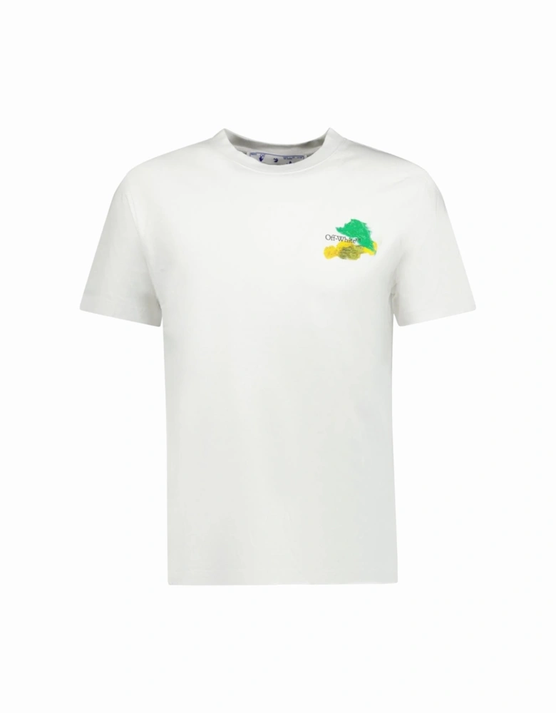 Brush Arrows Printed Logo Slim Fit T-Shirt in White