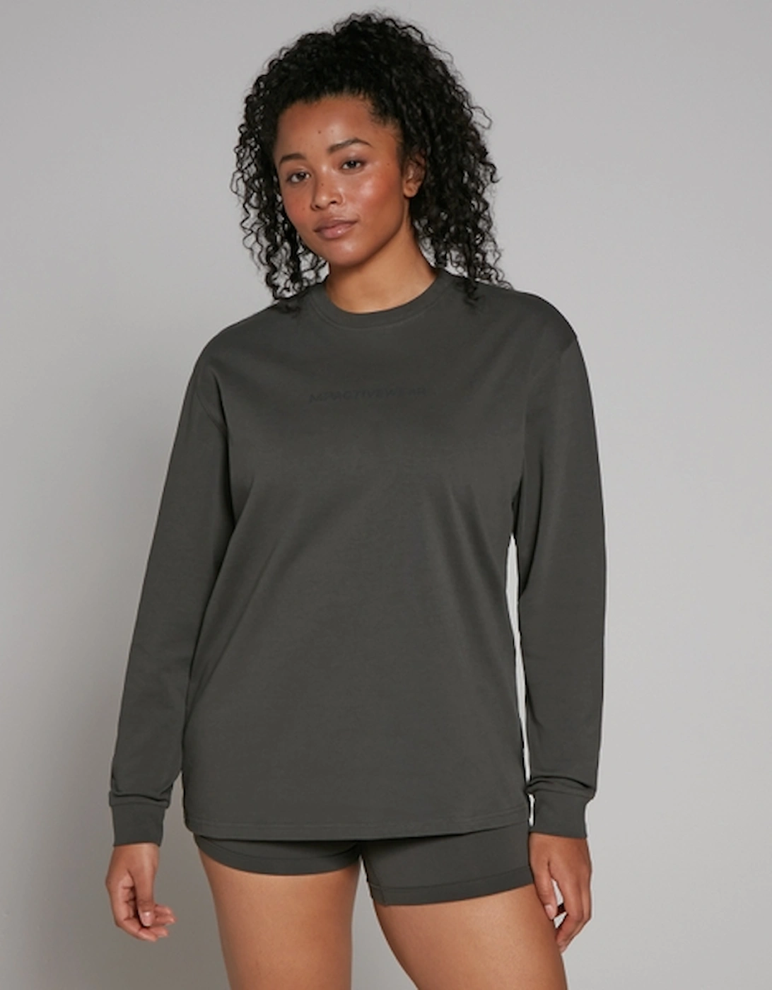 Women's Rest Day Oversized Long Sleeve T-Shirt - Taupe Green