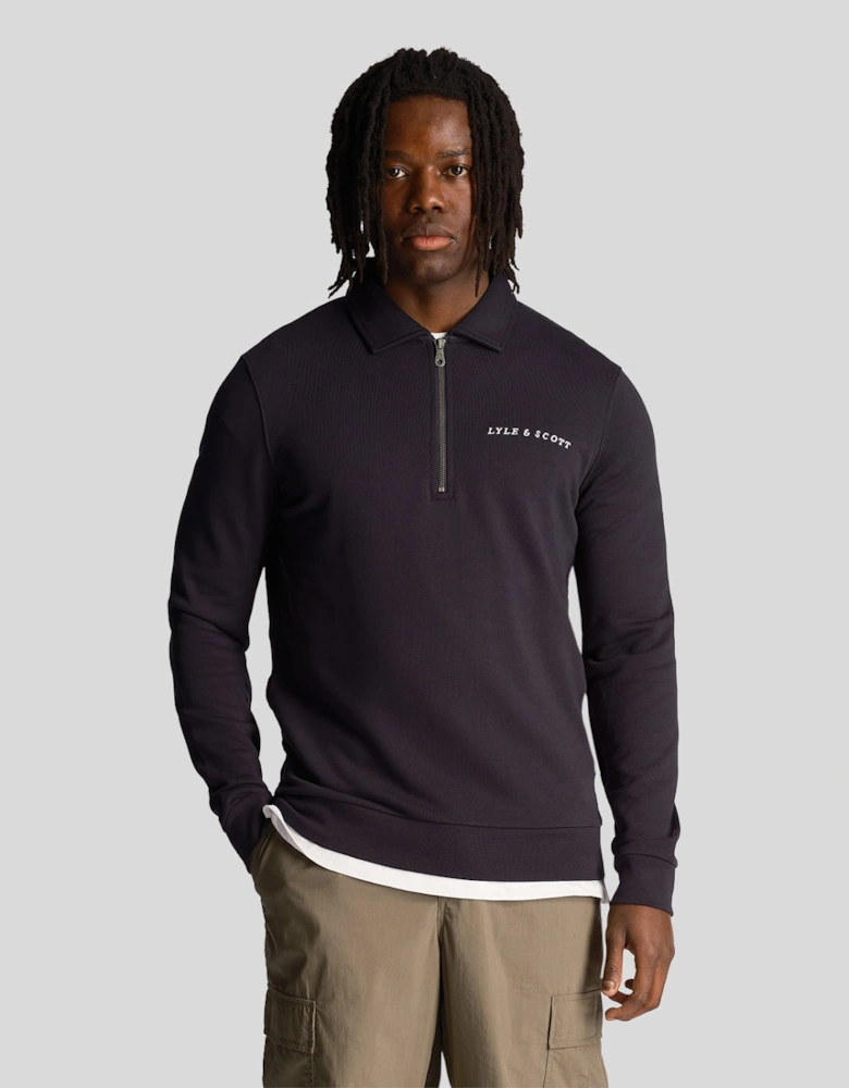 Loopback Embroidered Collared Sweatshirt