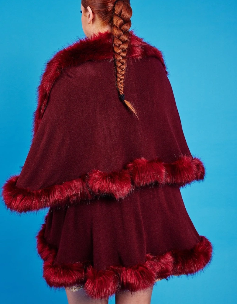 Knitted Faux Fur Cape
