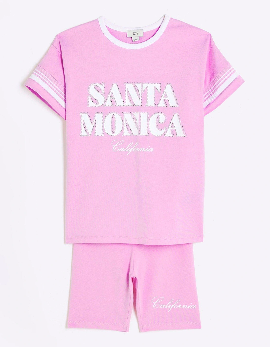 Girls Santa Monica T-shirt Set - Pink