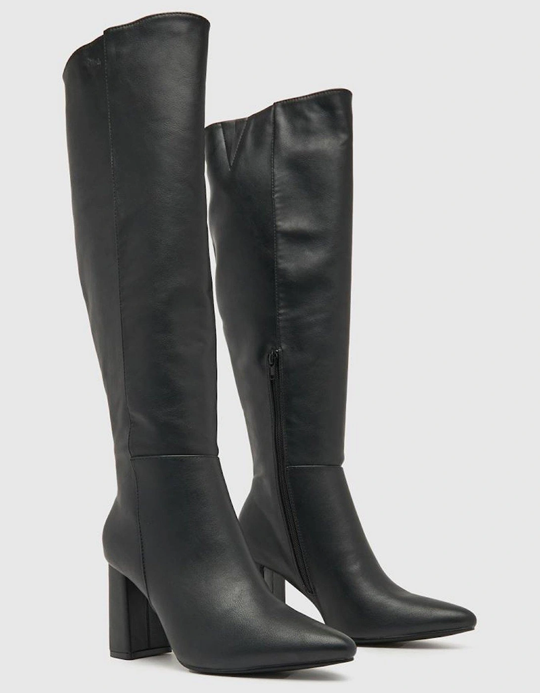 Dua Block Heel Knee Boot - Black