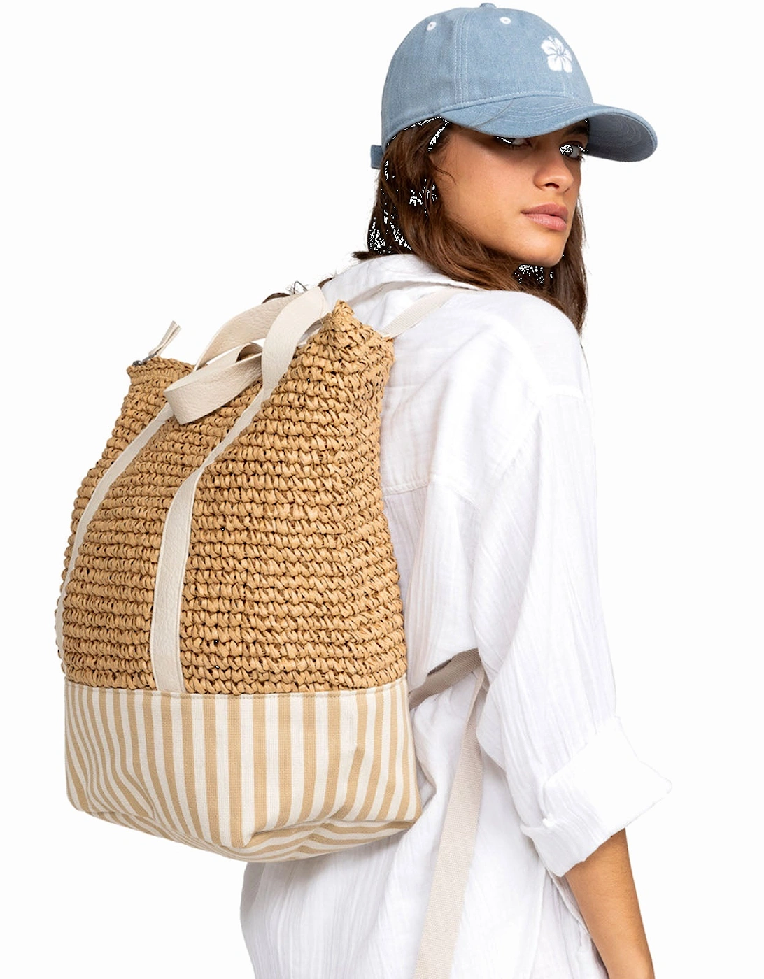 Womens Beach Lover 21L Straw Backpack - Natural