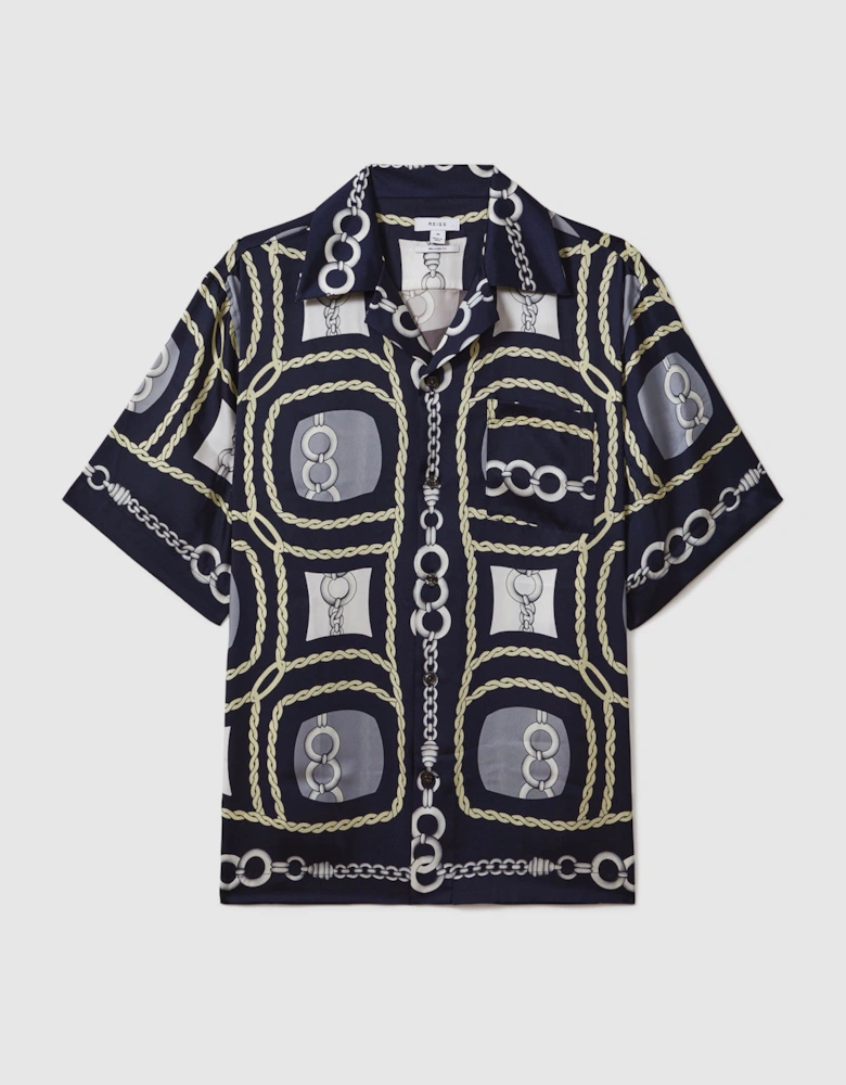 Chain Print Cuban Collar Shirt