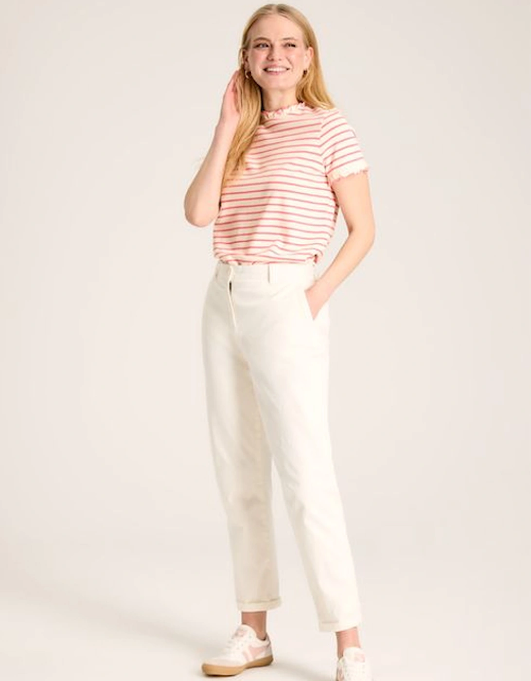 Women's Daisy Short Sleeve T-Shirt Pink Cream Stripe