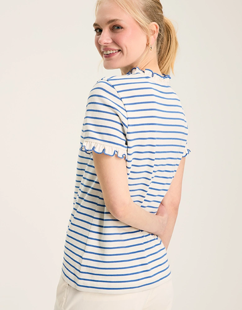 Women's Daisy Short Sleeve T-Shirt Blue Cream Stripe