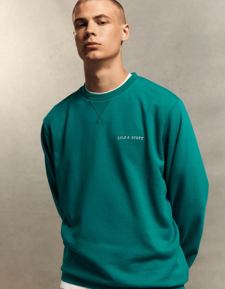 Loopback Embroidered Crew Neck Sweatshirt