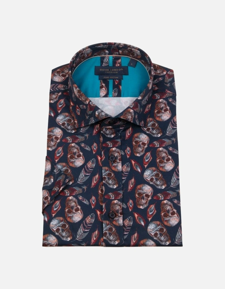 Short Sleeve Skull Shirt Multi Navy