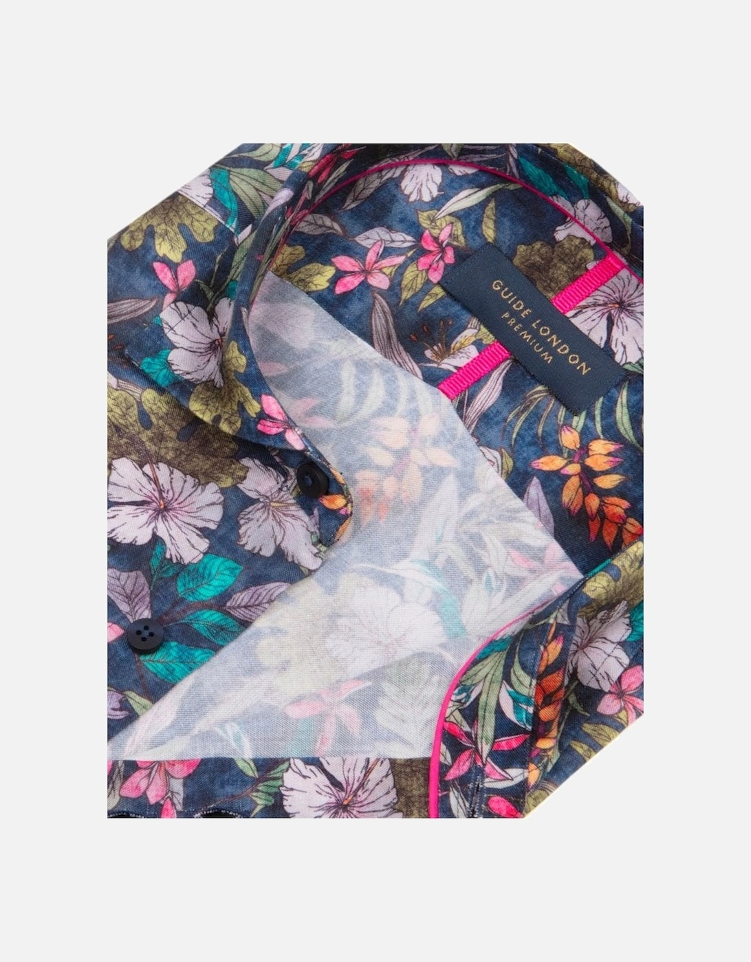 Long Sleeve Shirt Multi Colour Leaves Navy