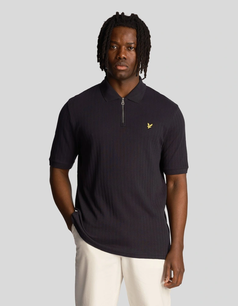 Textured Stripe Polo Shirt Plus