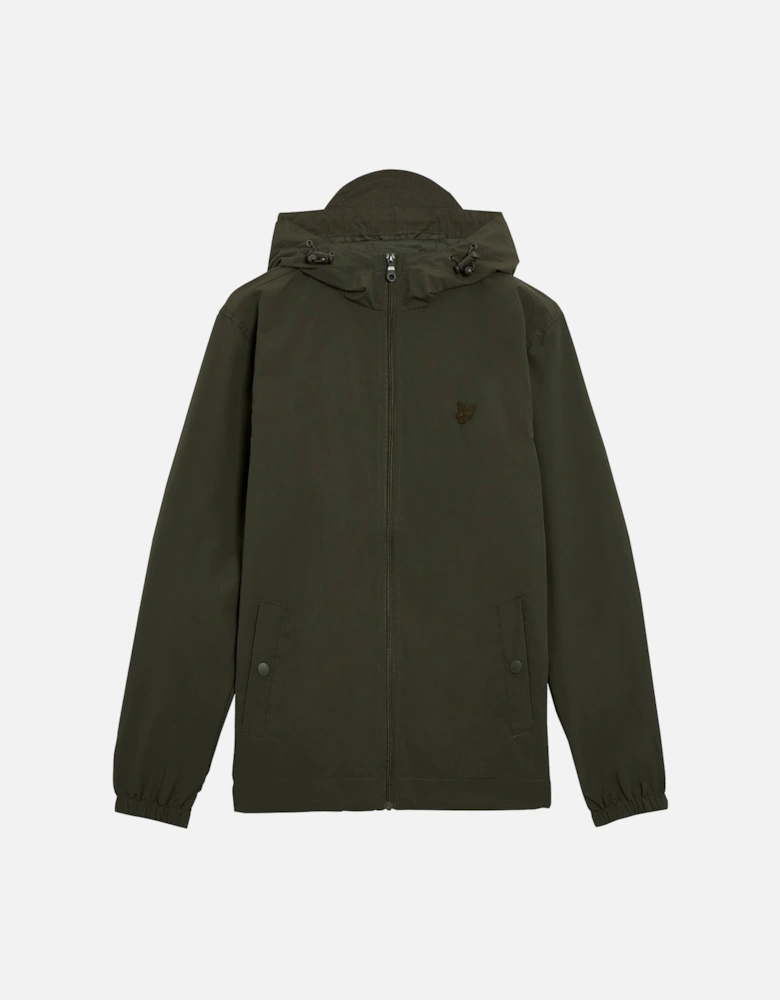 Tonal Eagle Zip Through Hooded Jacket