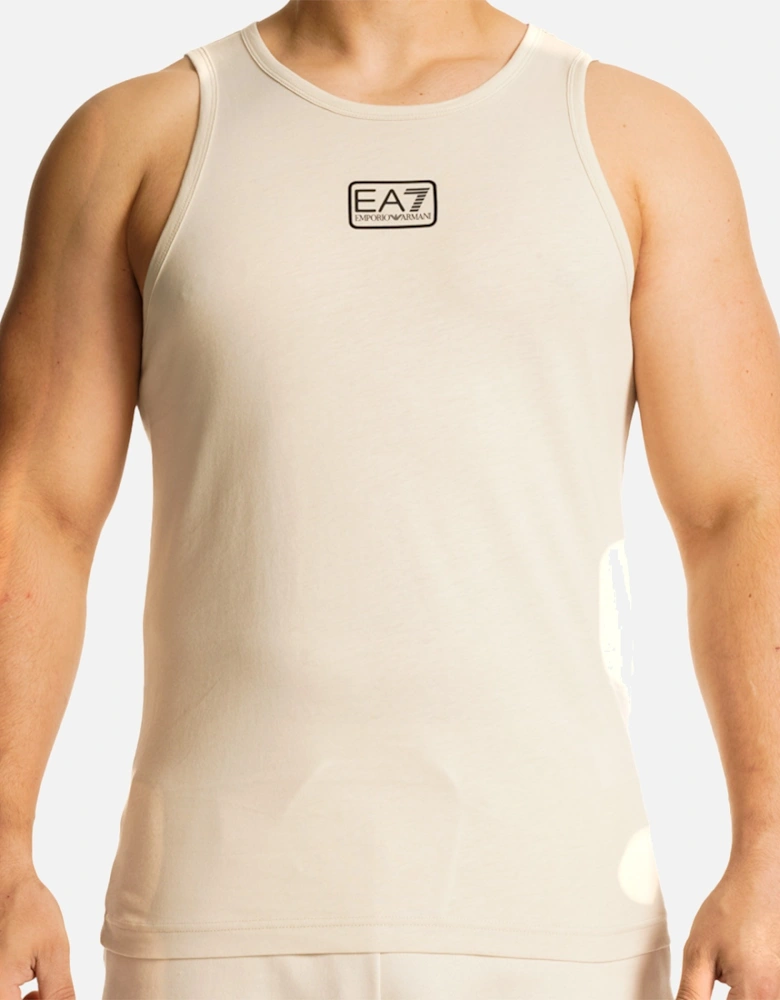 Mens Small Chest Logo Vest Top (Beige)