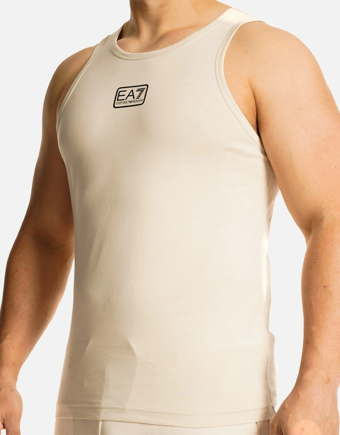 Mens Small Chest Logo Vest Top (Beige)