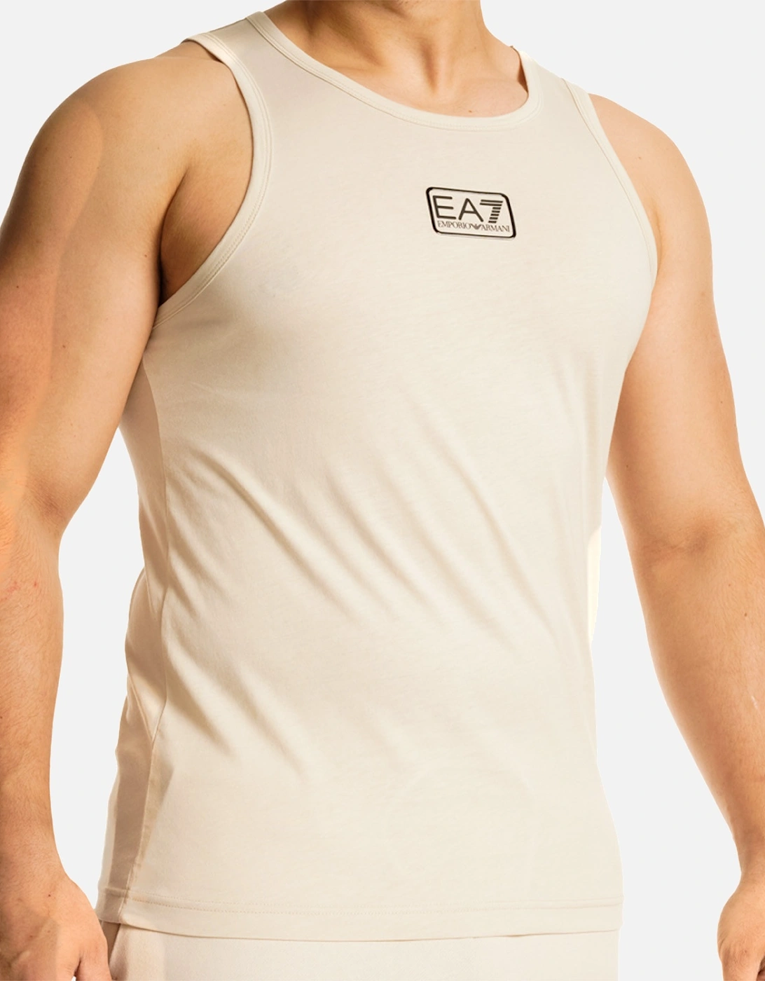 Mens Small Chest Logo Vest Top (Beige)