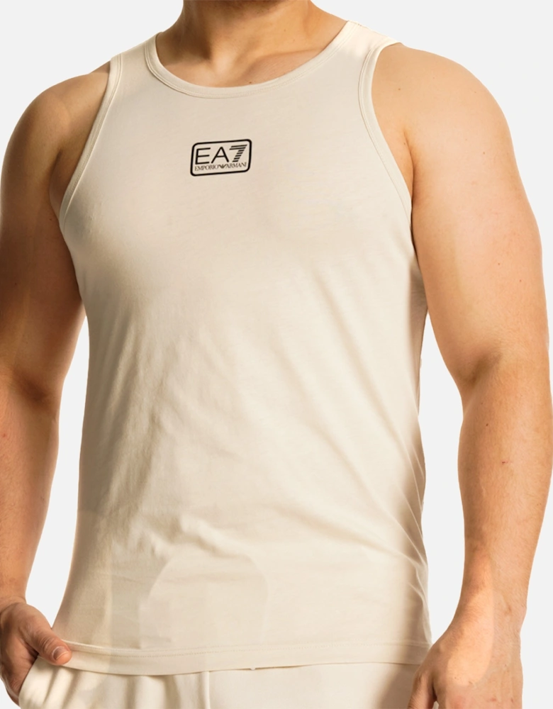 Mens Small Chest Logo Vest Top (Beige)