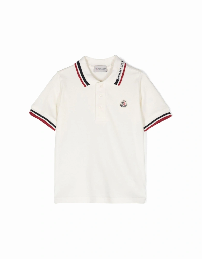 Kids Trim Collar Polo Shirt White