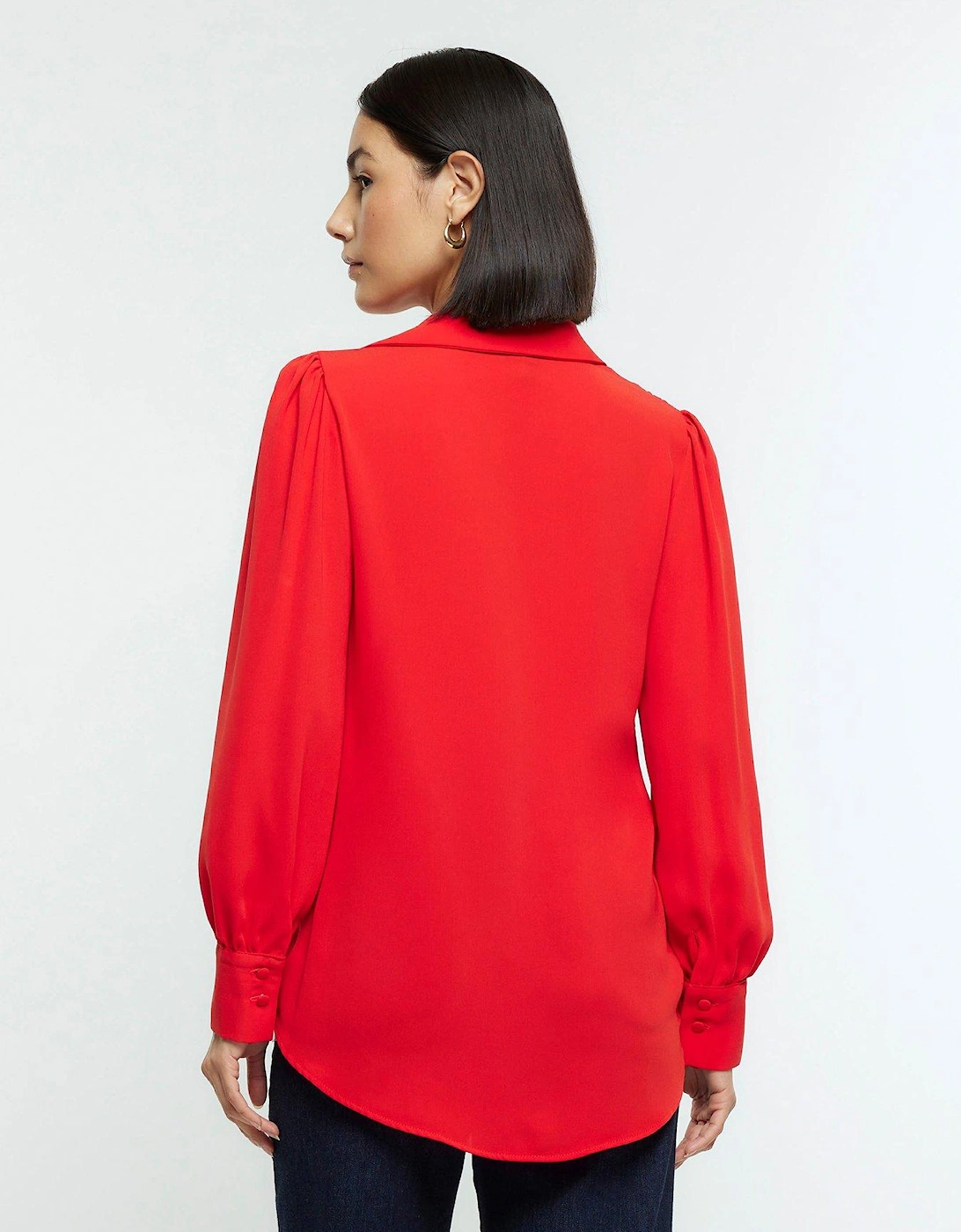 V Neck Wrap Blouse - Red