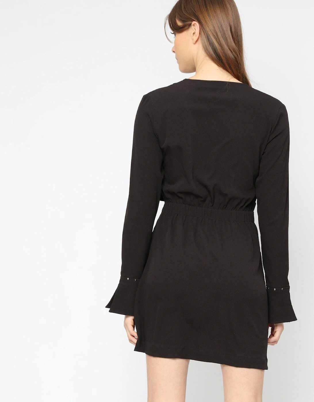 Faux Wrap Mini Dress - Black
