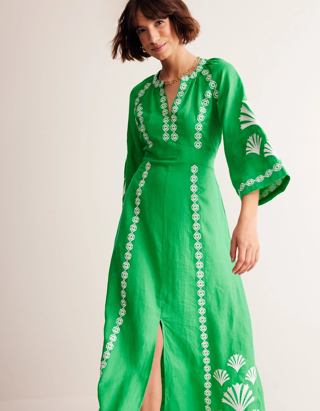 Una Linen Embroidered Dress, 2 of 1