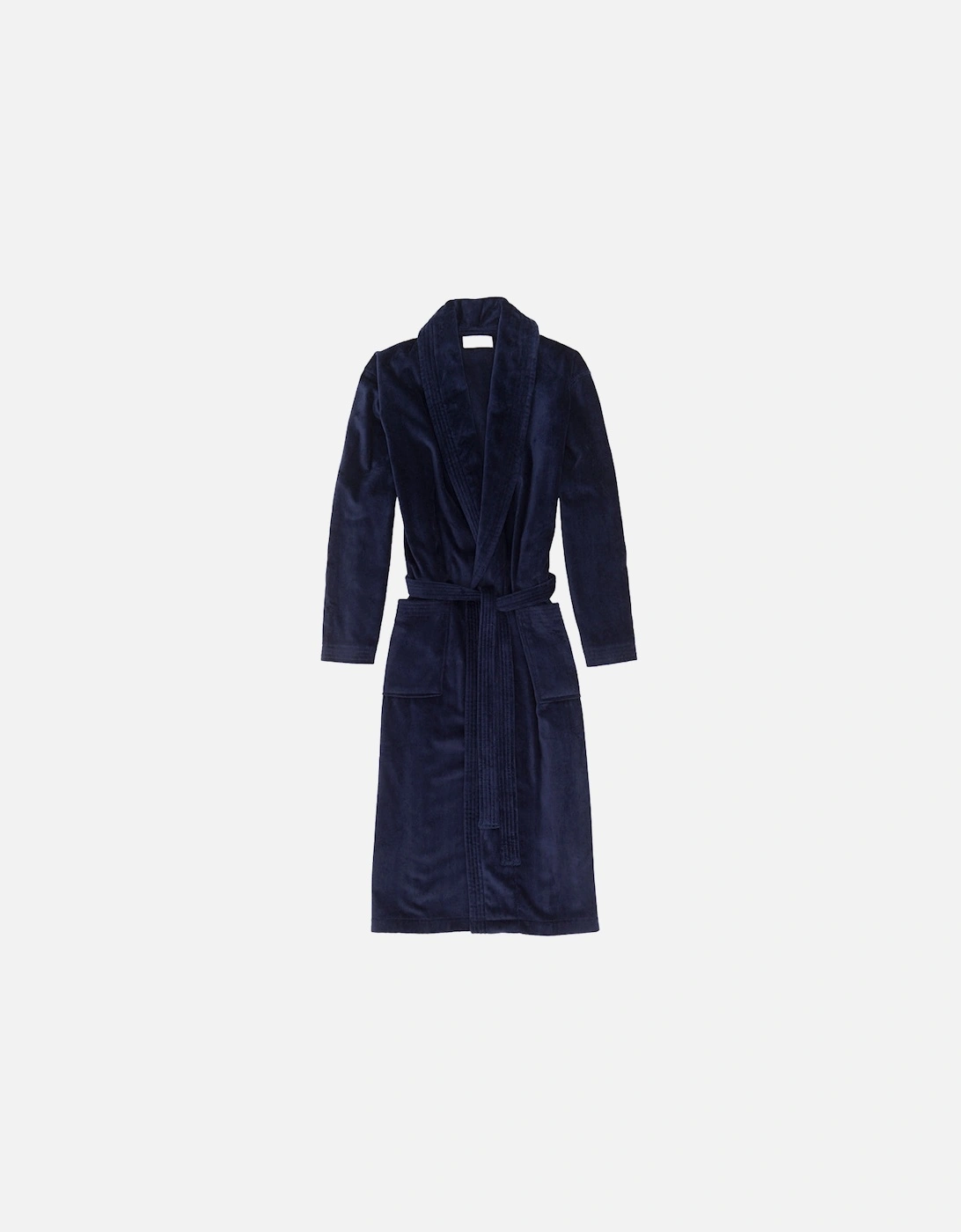 Cotton Velour Towelling Dressing Gown, Navy, 6 of 5