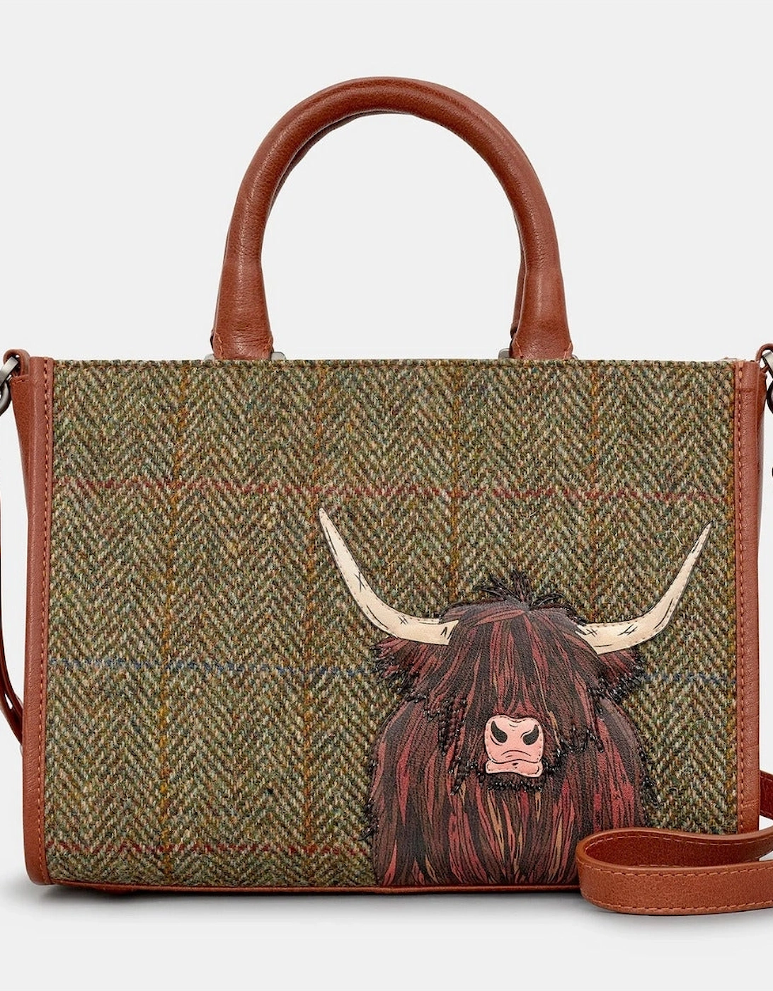 Handbag Highland Cow Multiway Grab Bag in brown tweed, 5 of 4