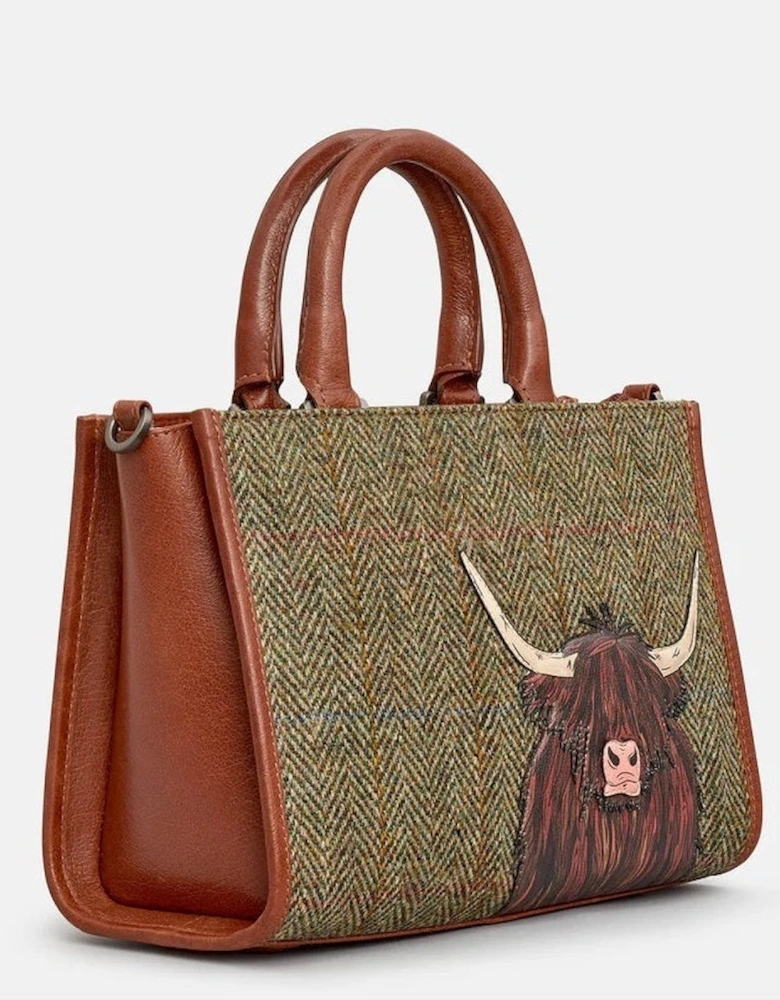Handbag Highland Cow Multiway Grab Bag in brown tweed