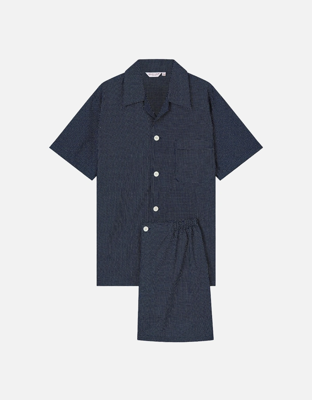 Short Cotton Pyjama Set, Navy, 2 of 1