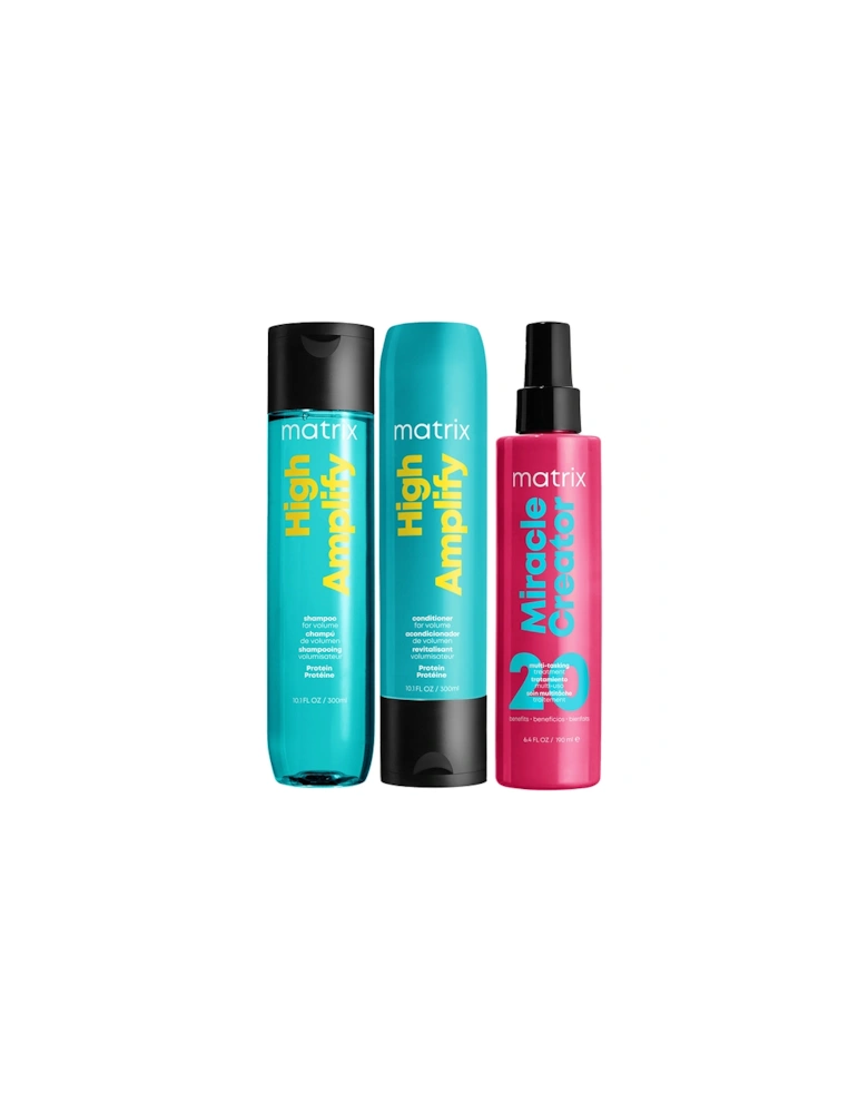 Total Results Volumising High Amplify Shampoo, Conditioner and Miracle Creator Spray Routine for Fine and Flat Hair
