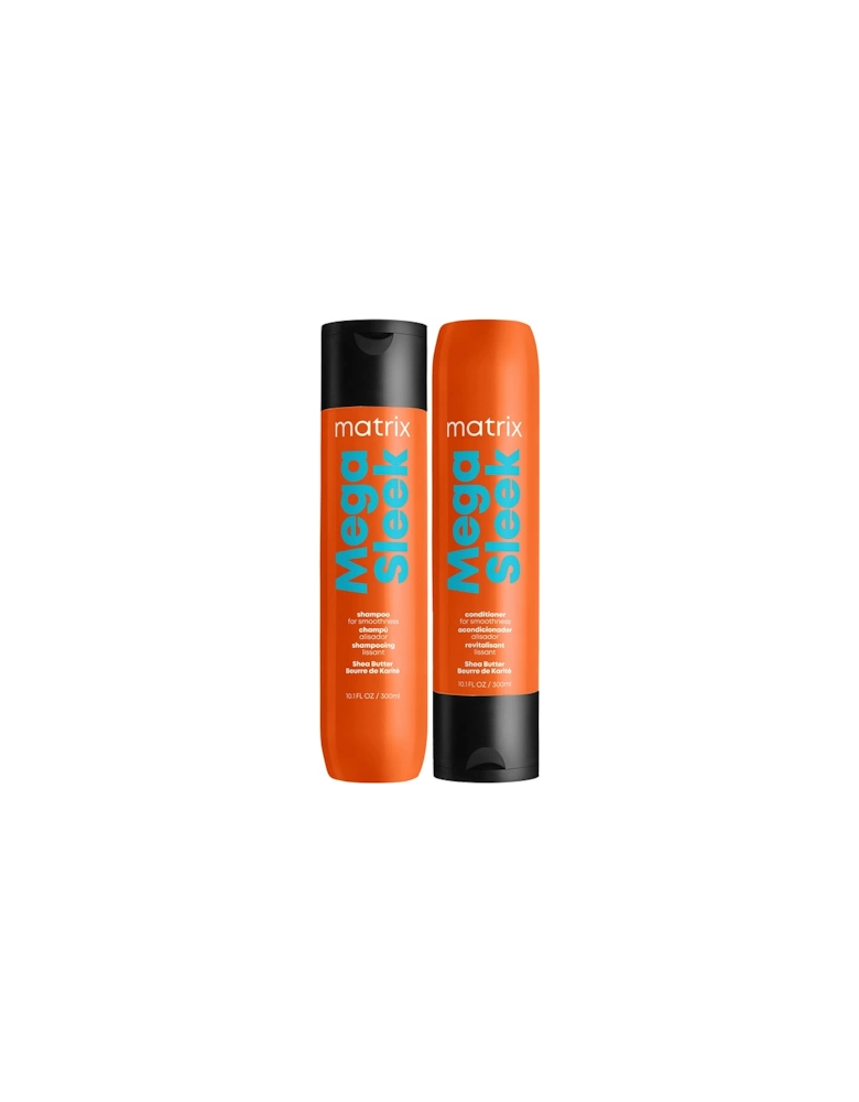 Total Results Mega Sleek Shea Butter Smoothing Shampoo and Conditioner 300ml Duo for Frizzy Hair