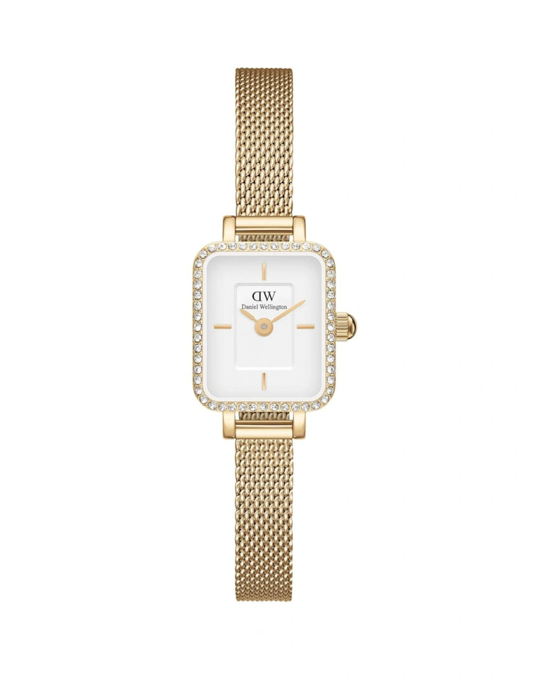 Quadro Mini Lumine Bezel Evergold Gold/White Watch