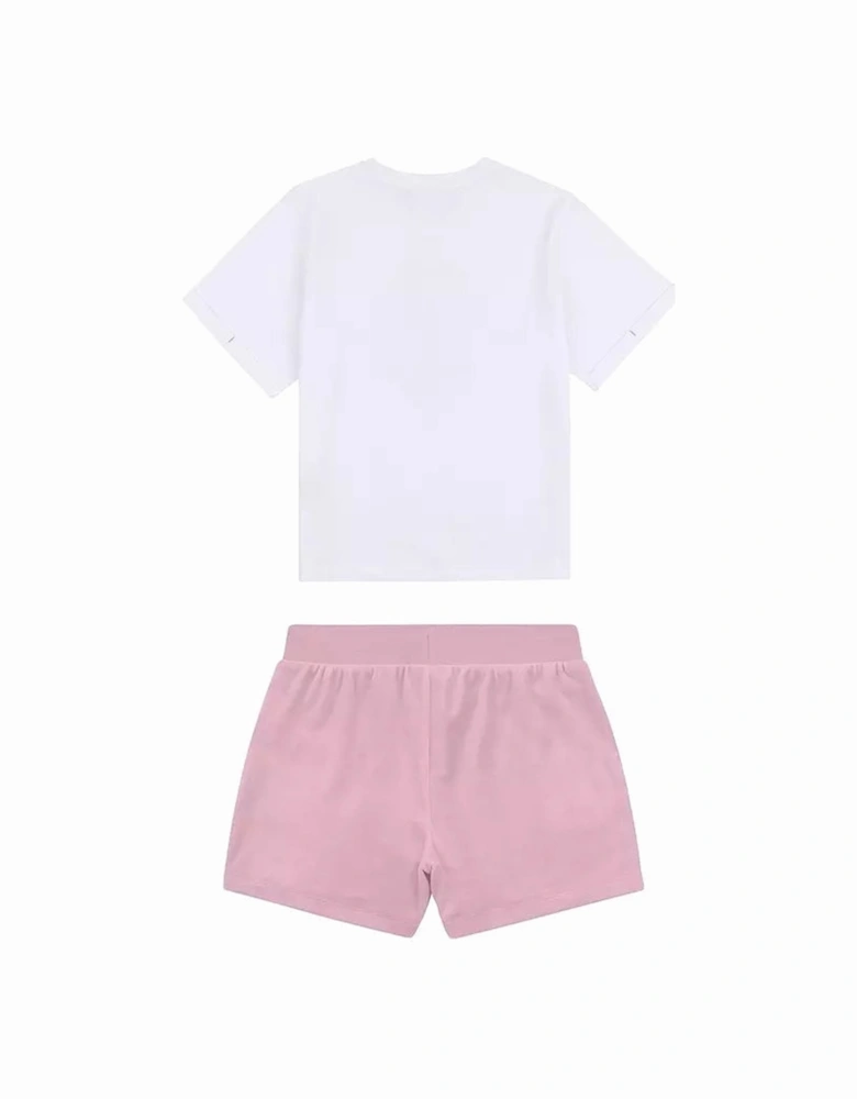 WHITE & PINK SHORT SET