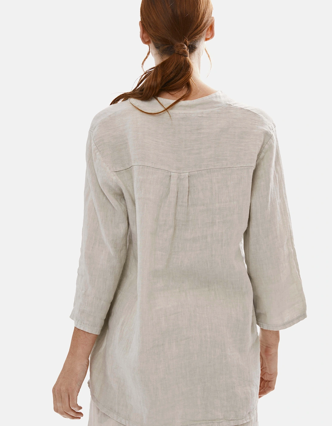 Mandarin Collar Linen Top