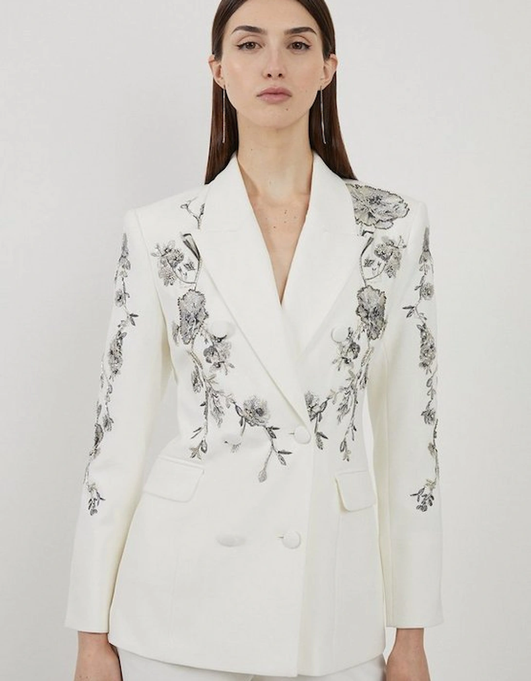 Crystal Embellished Embroidered Double Breasted Blazer, 4 of 3