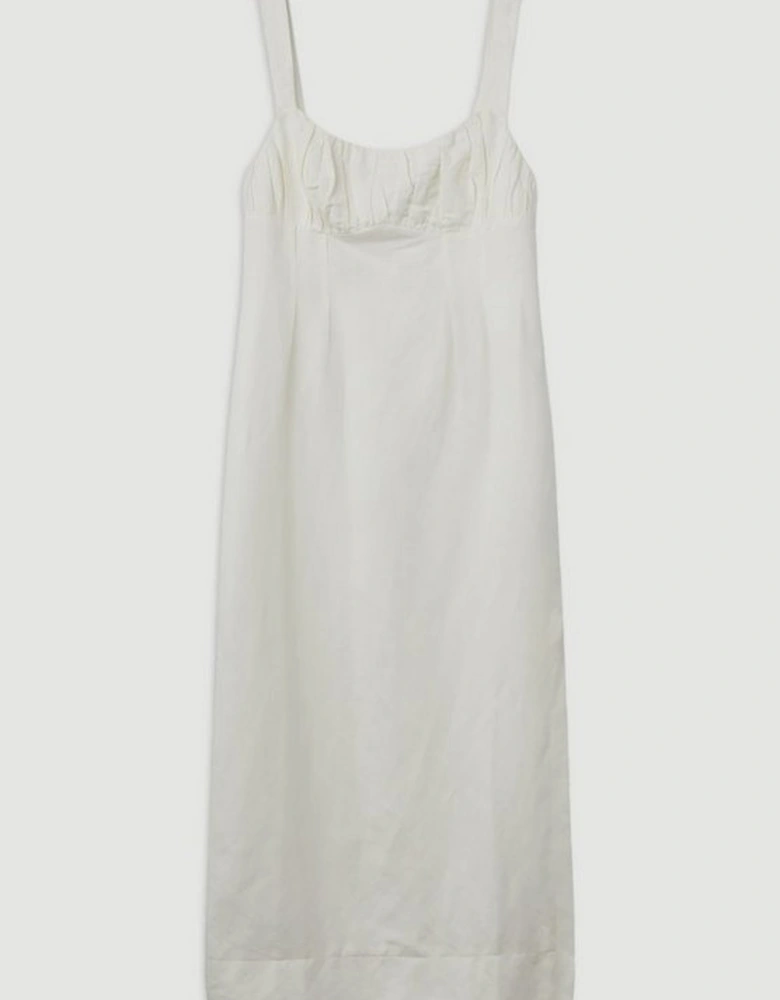 Viscose Linen Woven Strappy Midi Dress